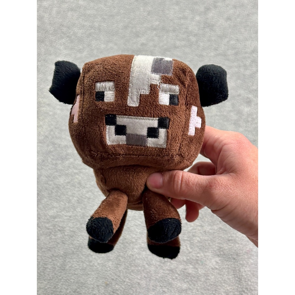 Minecraft Cow Plush 2014 Mojang Brown Pixelated Stuffy Toy Mob Collection